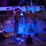 Table set for an awards event at Falmouth campus