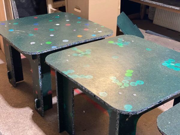 Table made from recycled material
