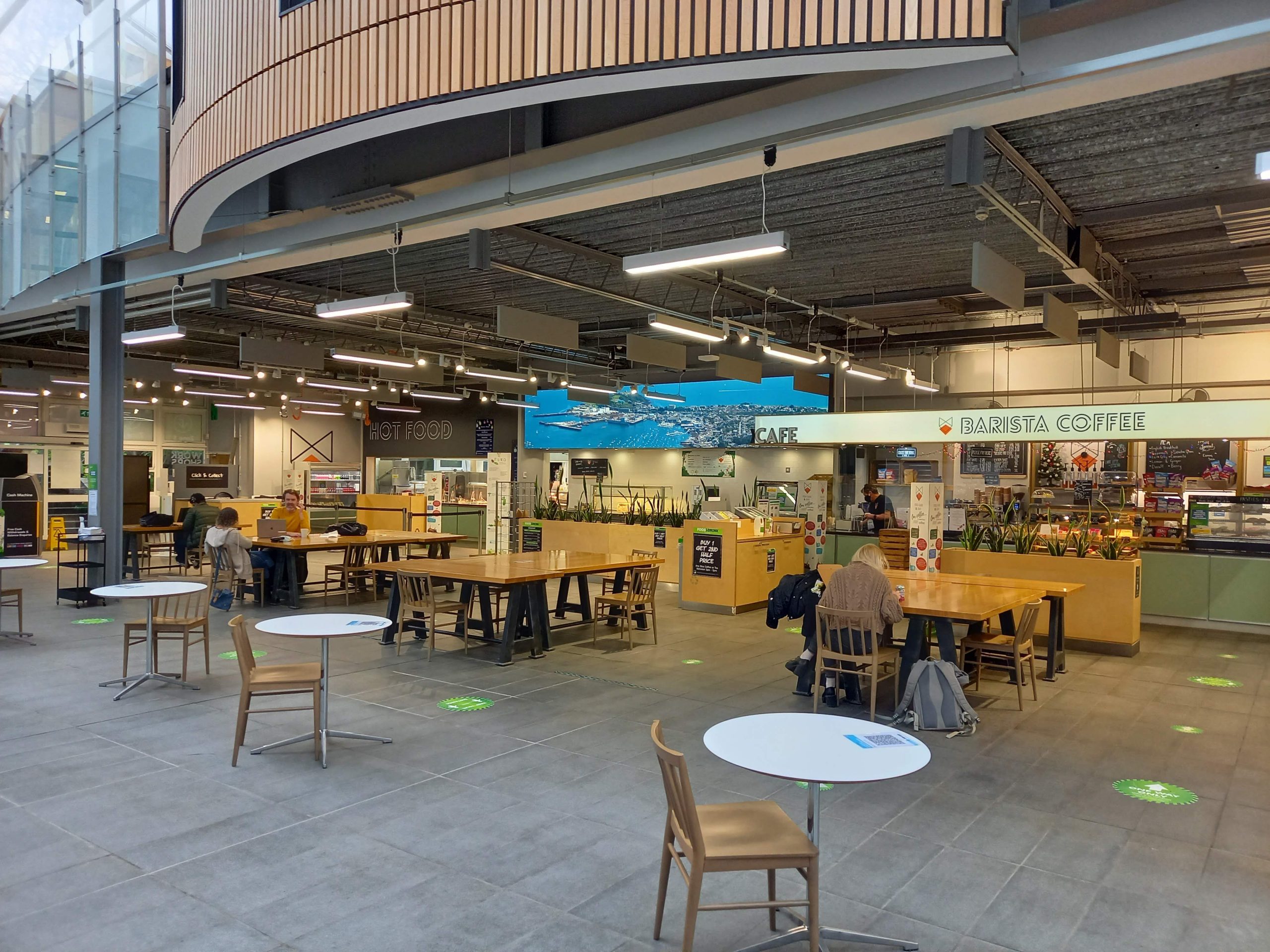 Wide shot of Fox Cafe on Falmouth Campus