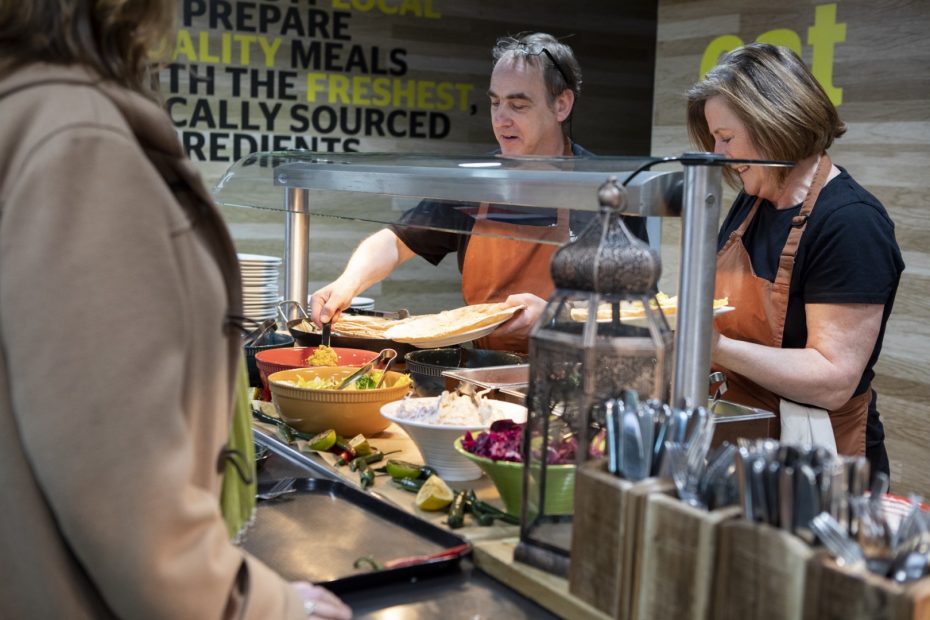 Food being served at canteen