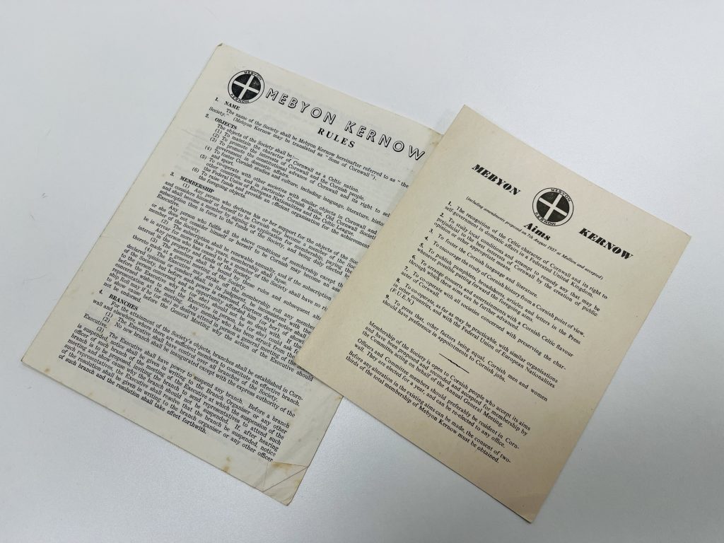 Rules and Aims for the political party Mebyon Kernow 