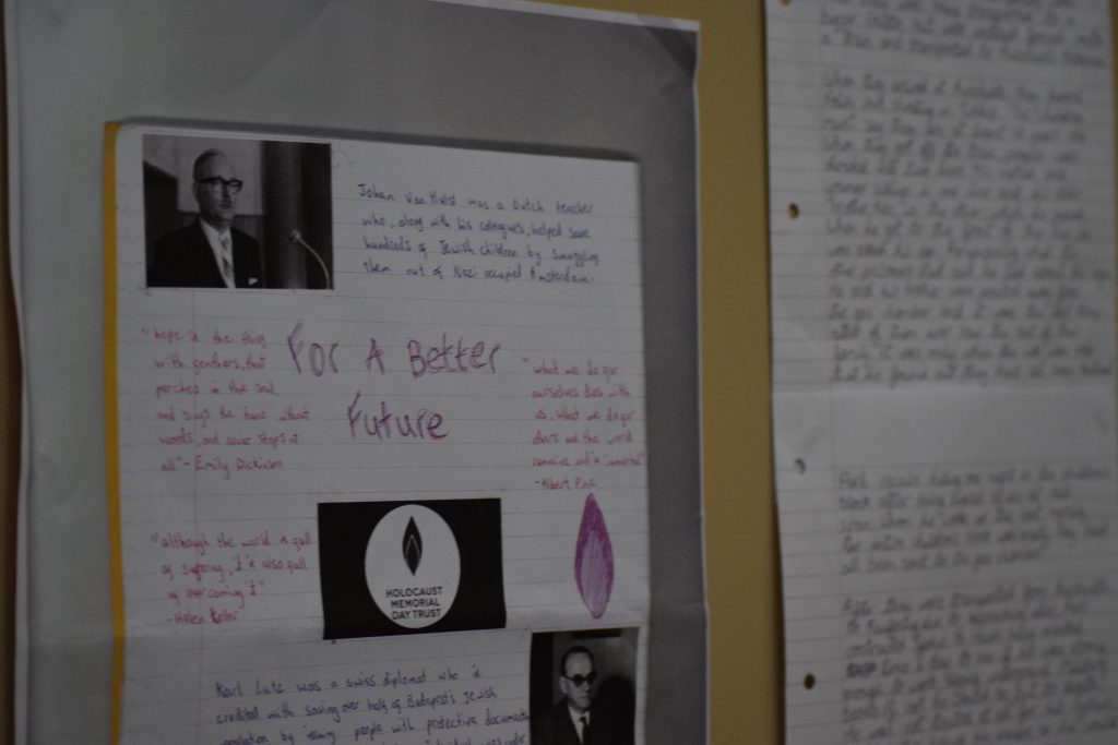 Image of a display from the exhibition held at Truro Cathedral on Holocaust Memorial Day 2025. Photograph by Danielle Hutchinson. 