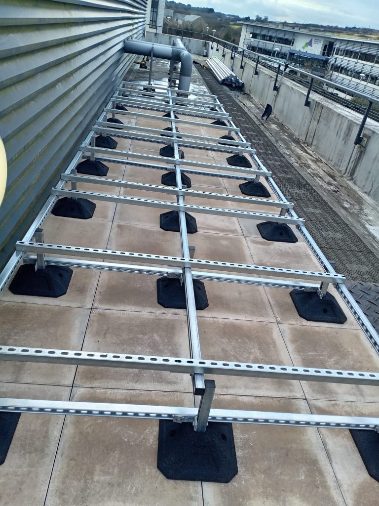 A photo of the new pipework installed onto the roof of the Stella Turk building.